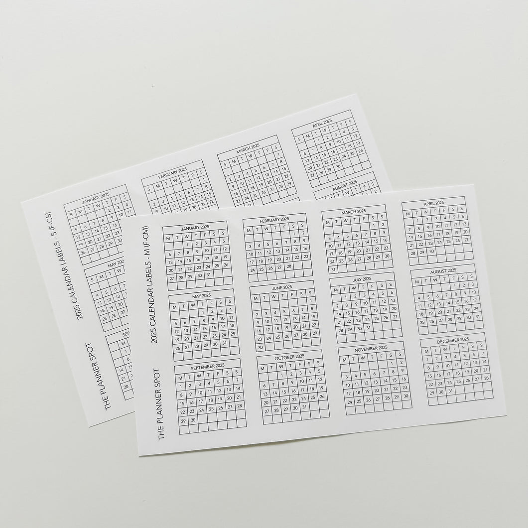 Functional Planner Stickers - 2025 Monthly Calendar Labels