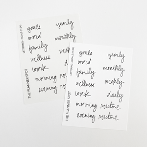 Hand Lettering Planner Stickers - Goals Headers