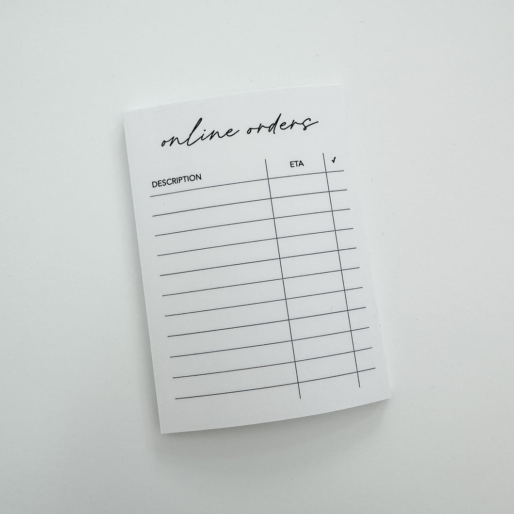 Sticky Notes - Online Orders