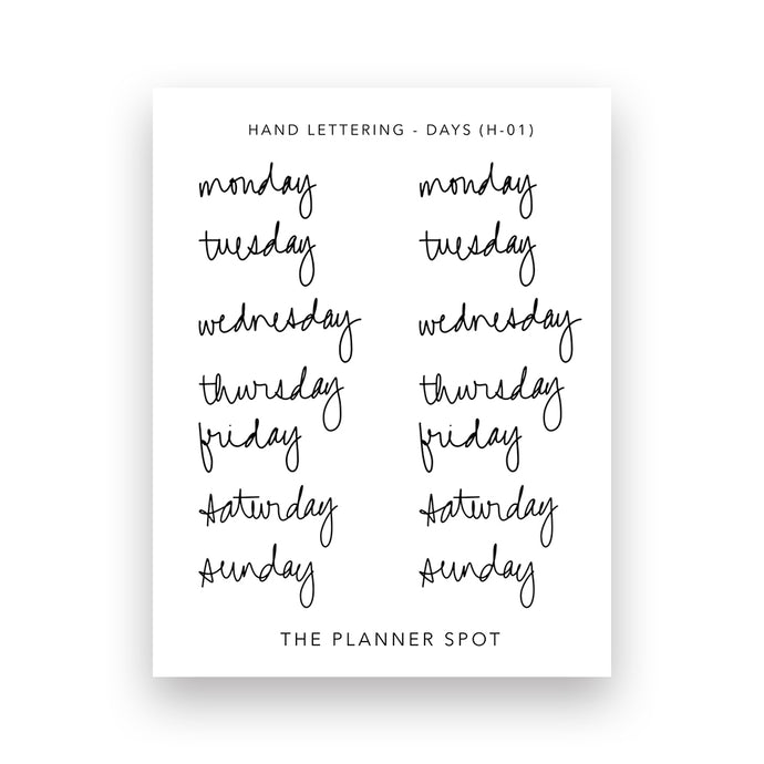 Hand Lettering Stickers - Days