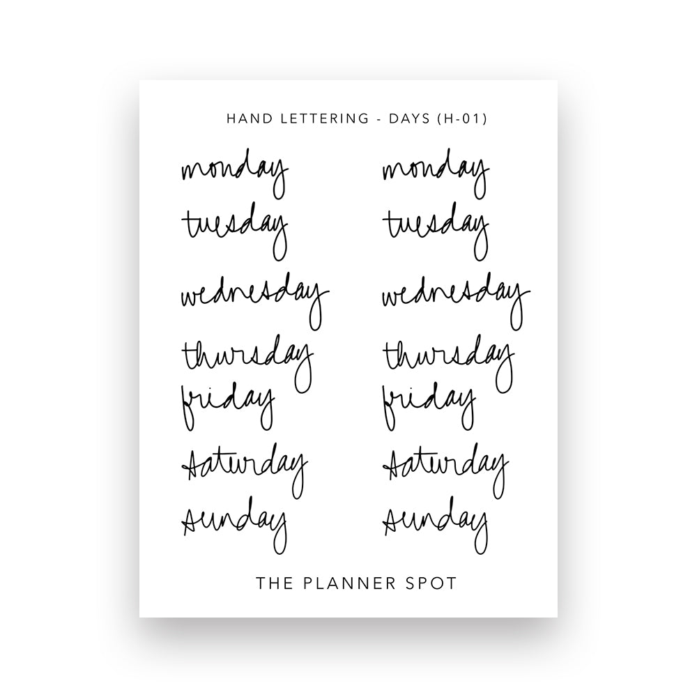 Hand Lettering Stickers - Days