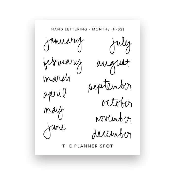 Hand Lettering Stickers - Months