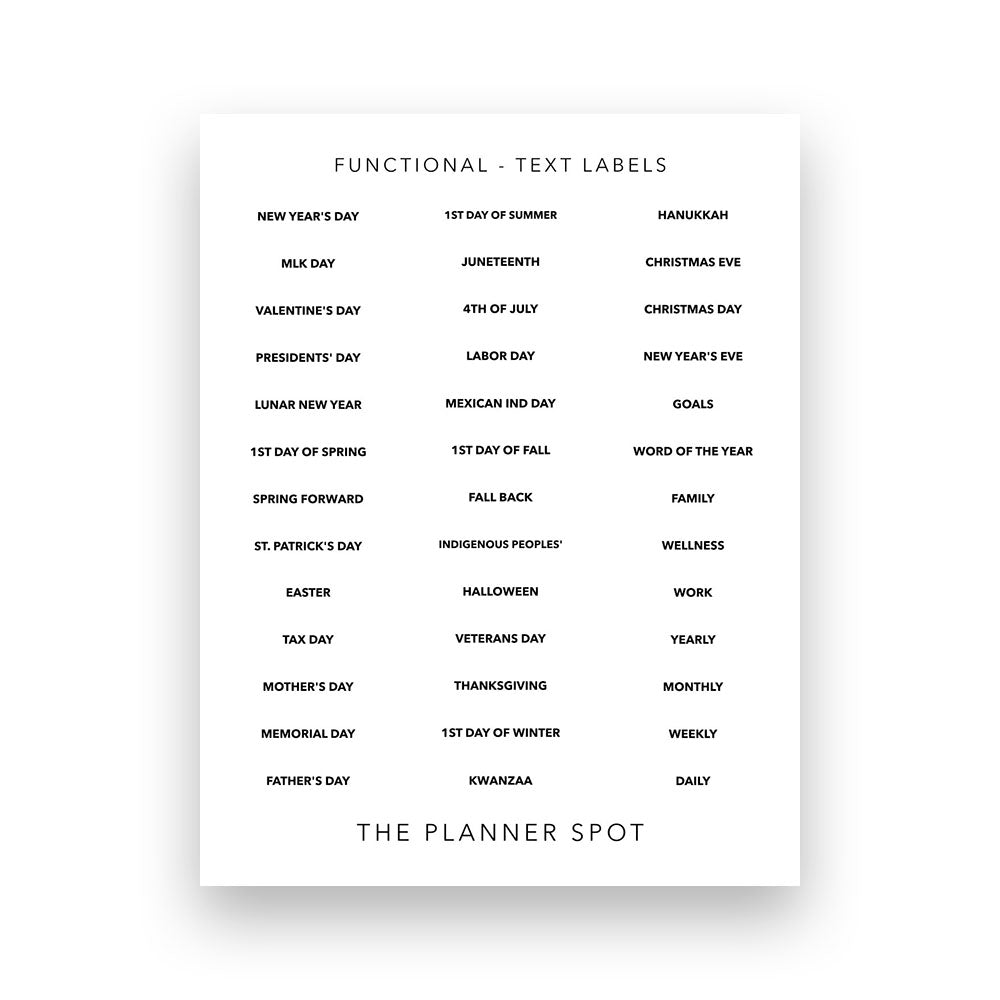 Calendar Stickers - Text Labels – the planner spot