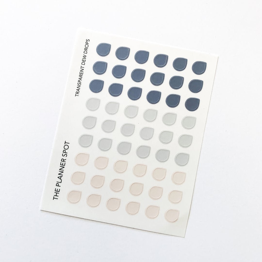 Minimal Shape Planner Sticker Set, Transparent, Drops