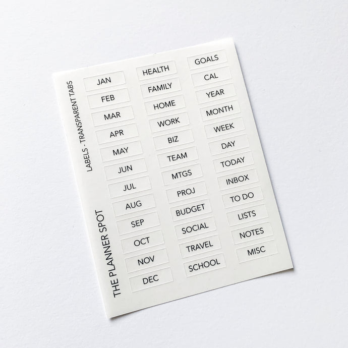 Functional Planner Stickers - Clear Tab Labels