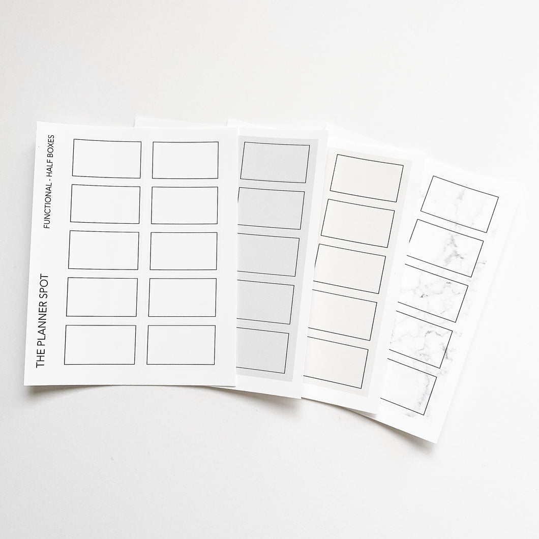 Functional Planner Stickers - Half Boxes