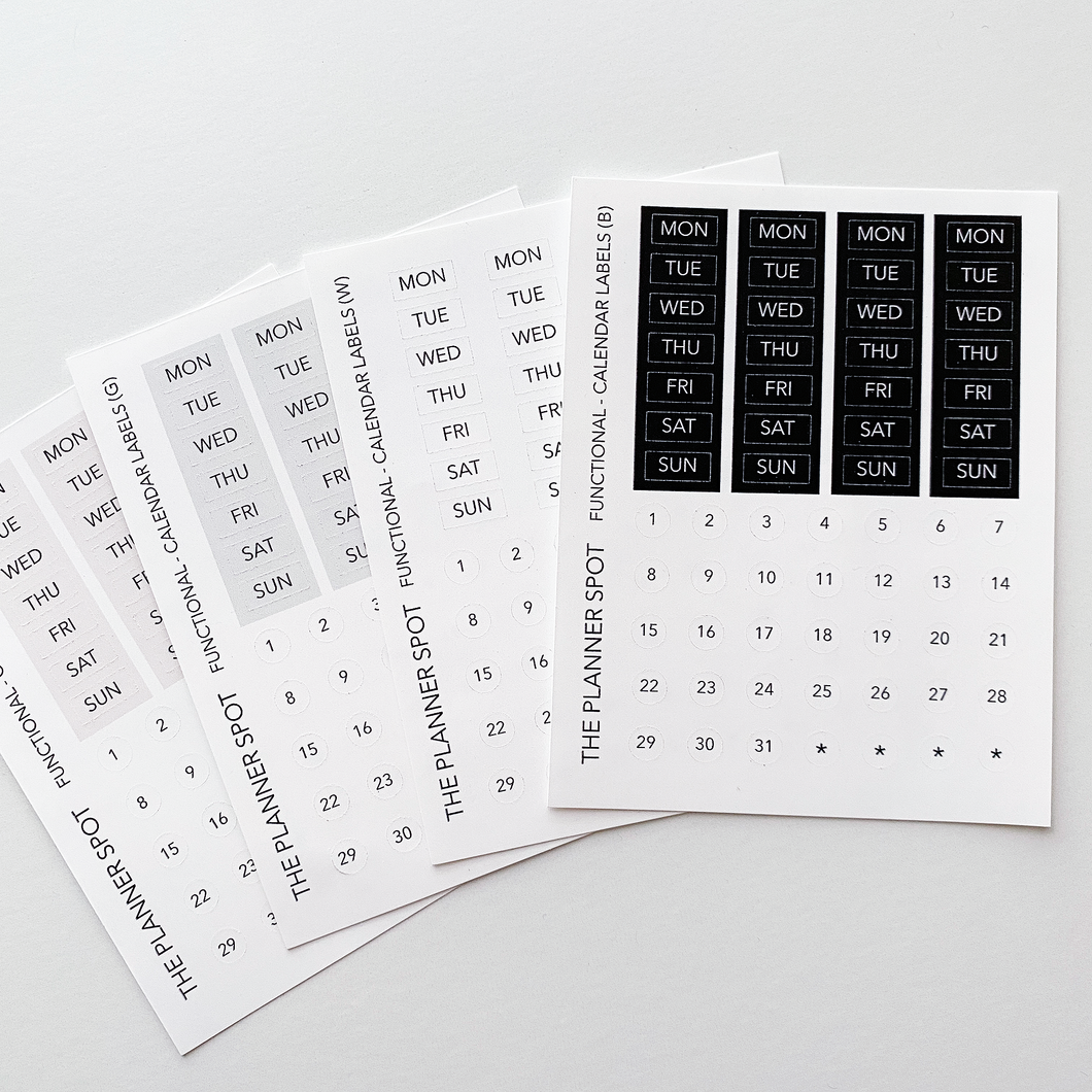 Functional Planner Stickers - Calendar Labels