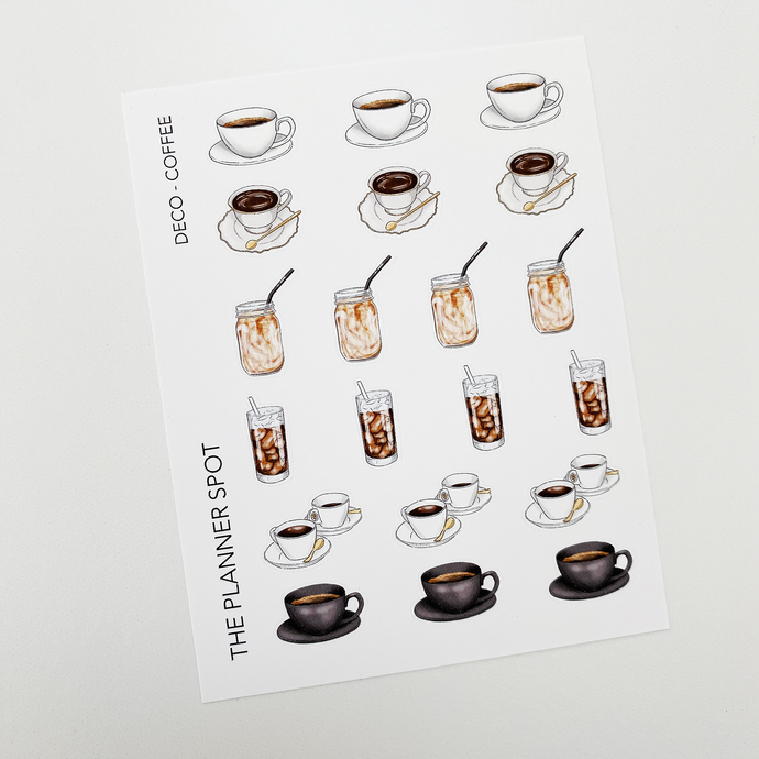 Decorative Planner Stickers - Coffee