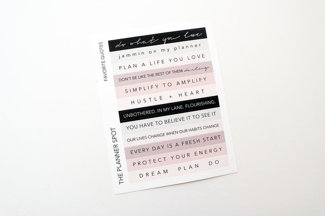 Decorative Planner Stickers - Favorite Quotes