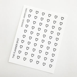 Doodle Planner Stickers - Hearts