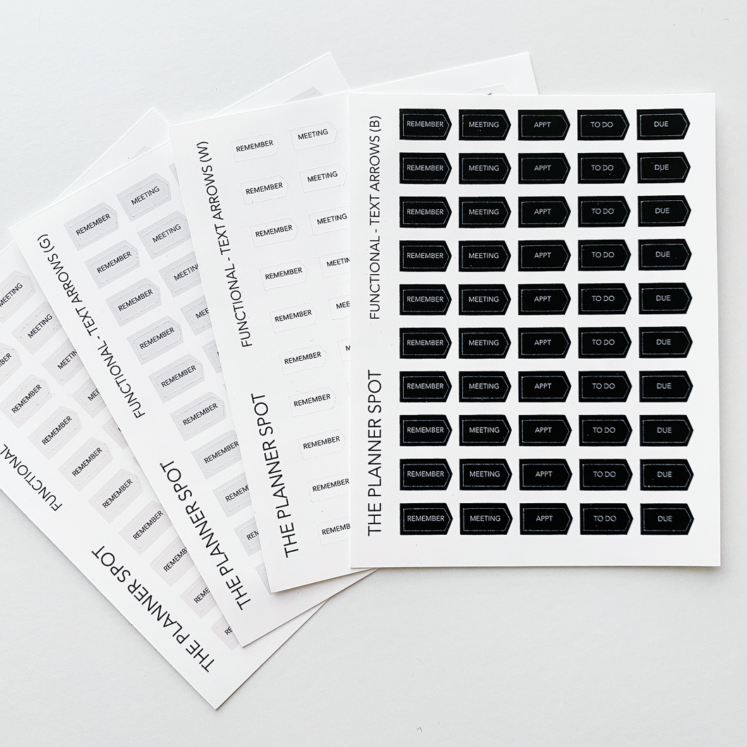 Functional Planner Stickers - Text Arrows